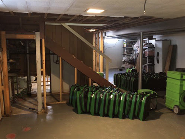equipment in a basement ready for commercial water damage 
