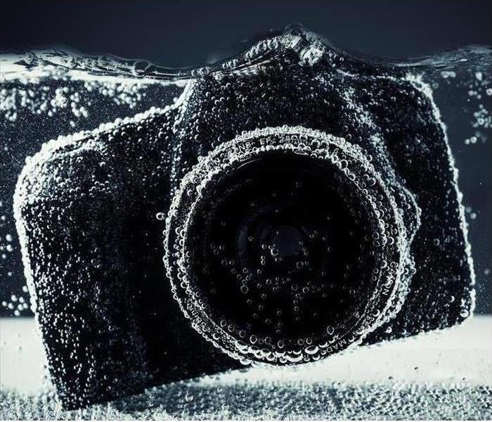 DSLR camera close up under water